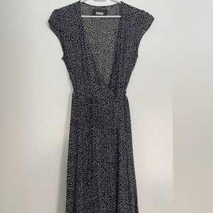 Reformation Black & White Floral Carina Wrap Dress